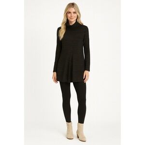 Simply Vera Vera Wang Knit Black Turtleneck Pullover Silver Threading Size M